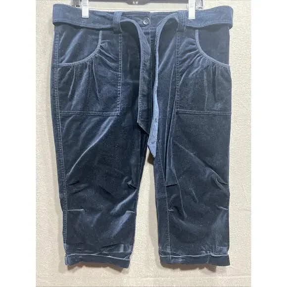 Tommy Hilfiger Stretch Velvet Belted Blue Capris Pants Womens Size 12 - Picture 3 of 9